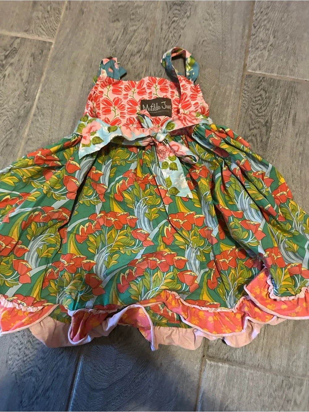 Matilda Jane Good Hart Knot Strawberry Apron Dress - size 4